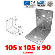 Schwerlast Winkelverbinder, Bauwinkel, Holzverbinder mit Sicke, verzinkt CE, ETA - 105x105x90 - 2,5mm