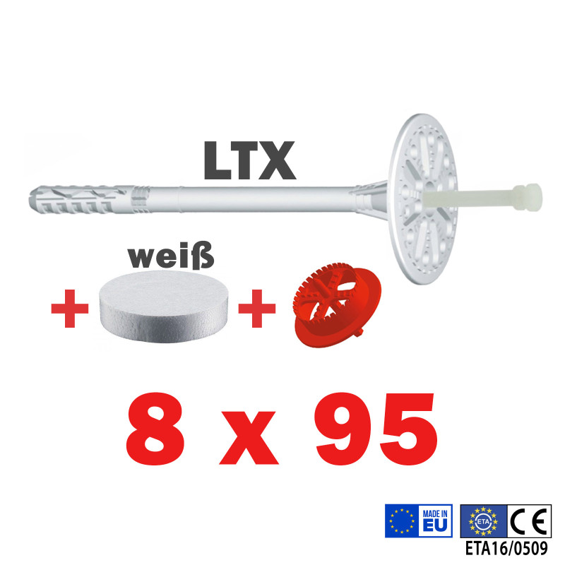 WDVS Dämmstoffdübel LTX Ø8 + Styropor Rondelle + Styropor Fräser Fräse