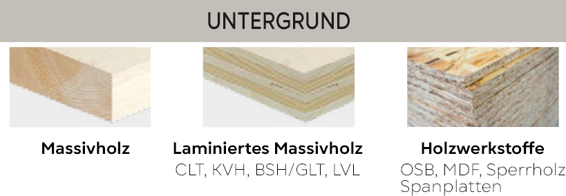 UNTERGRUND - Massivholz, verleimtes Massivholz, Holzwerkstoffplatten